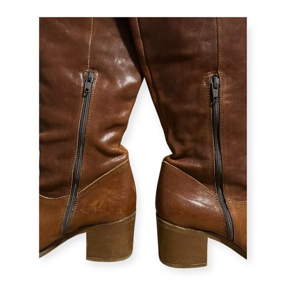 Coach Saxton Knee High Boots, Tan/Brown Leather, Size 6.5, Made in Italy - Picture 10 of 12